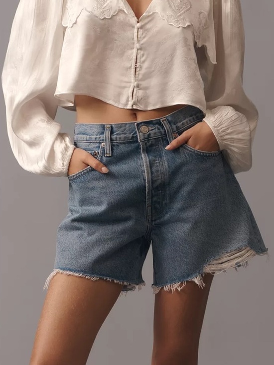 Agolde Pants - AGOLDE PARKER LONG FRAYED SHORTS SIZE 23
